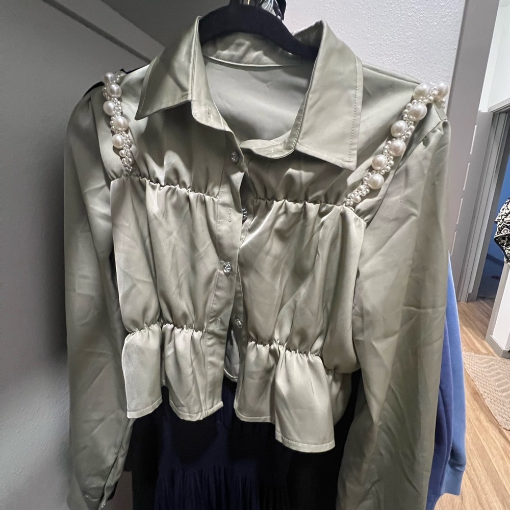 Elegant Pearl-Embellished Blouse